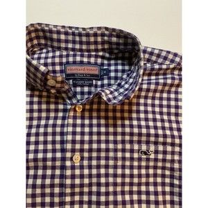 Vineyard Vines Shep & Ian MClassic Fit Tucker Shirt Purple White Pocket Check